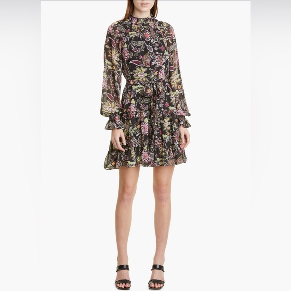 Cinq à Sept Daija paisley print long sleeve dress, Size 0 - Picture 2 of 7
